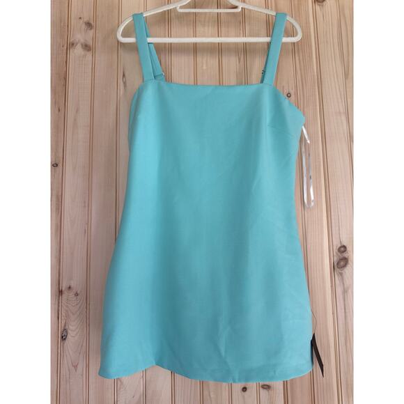 NWT Lulus Chayan Aqua Blue Sleeveless Skort Romper Romance Party Night Out L - Picture 2 of 8